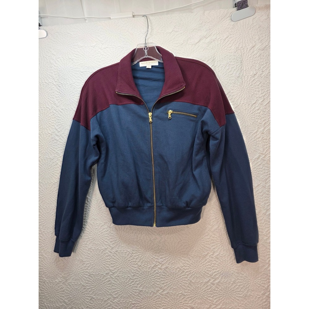 Spiritual Gangster Sofly Jacket Womens Small Navy Maroon Excellent French Terry
